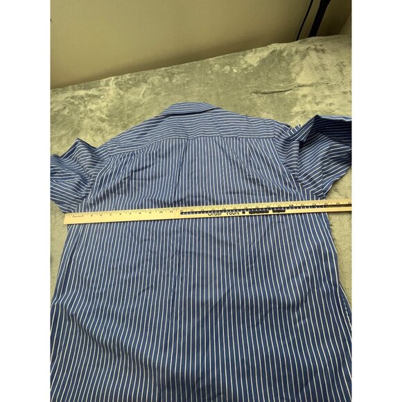 Banana Republic Mens Large Blue Striped Button-Down Dress Shirt - Picture 4 of 9